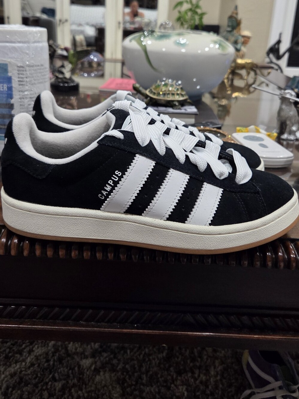 adidas Black and White Campus Suede Sneakers